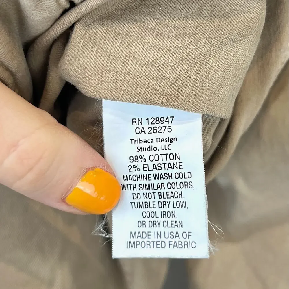 NILI LOTAN Cropped French Military Pants Zip Hem Utility Jogger Cotton Tan 4 - Picture 8 of 9